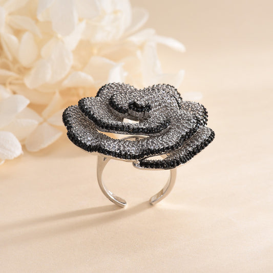 Three-dimensional Flower Ring Women