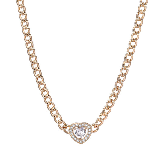 Copper Zirconium Cuban Thick Chain Necklace