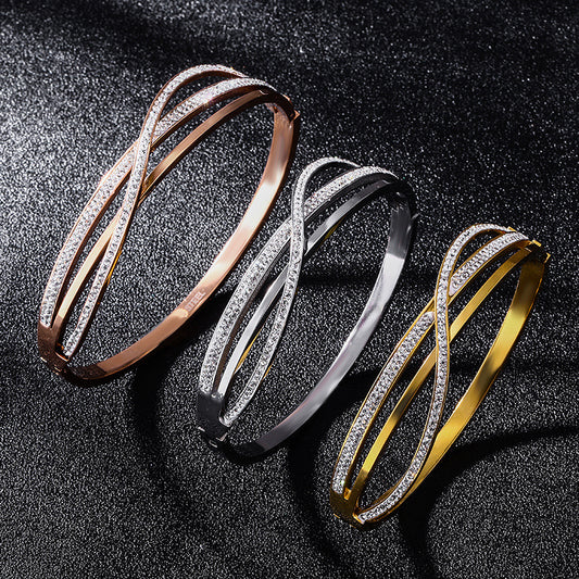 Zircon Studded Steel Bracelet