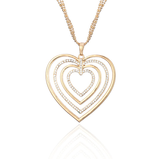 Hollow Multi Hearts Long Necklace