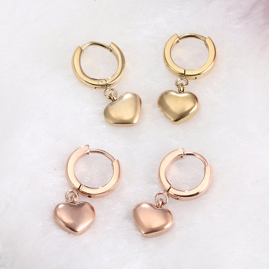 Hoop Earrings with Heart Charm