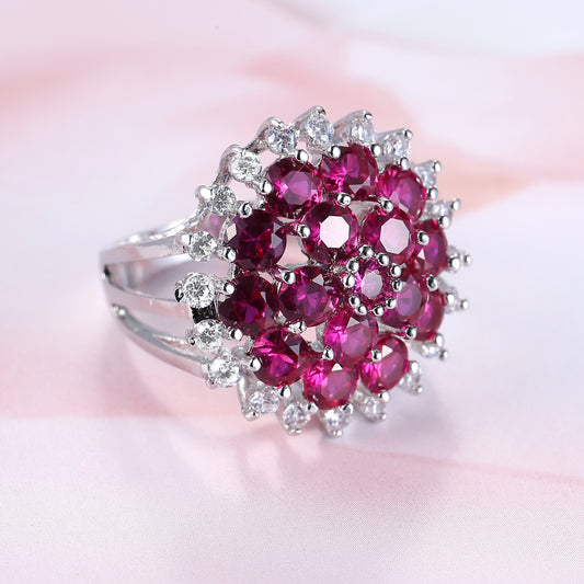Red corundum zircon ring