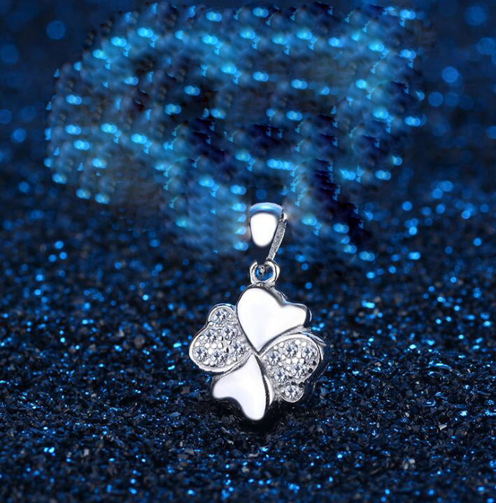 925 Sterling Silver Necklace with micro clover female 18K Rose Gold Pendant Pendant Silver jewelry chain simple clavicle