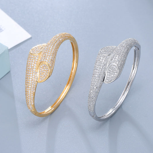 Fashion Simple Full Diamond Ring Super Zircon Bangle Ring