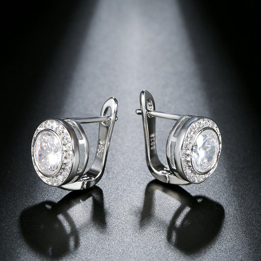 Women's Brick-inlaid Zircon Circle Small Earrings