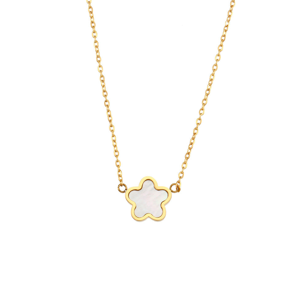 Women's Light Luxury Stud Earrings Stainless Steel Acrylic Flower Pendant Necklace