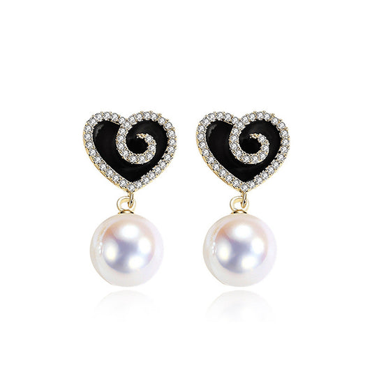 Heart and Pearl Earrings