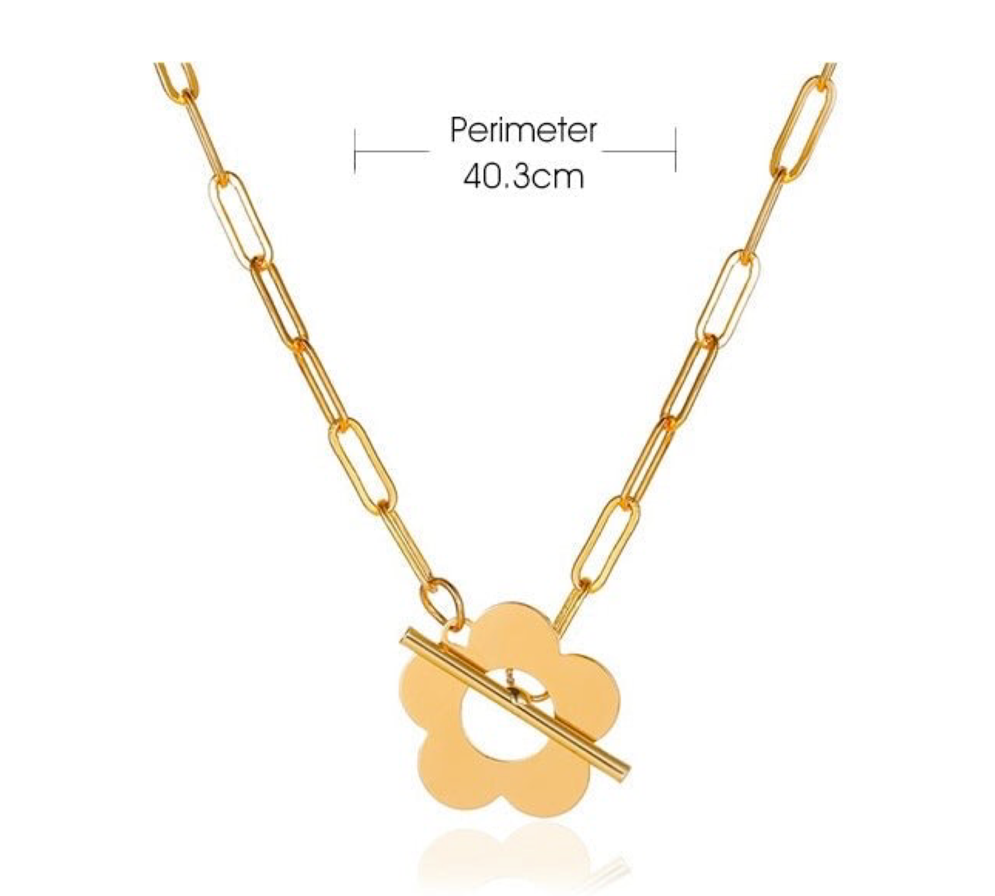 Flower Paper Clip Chain Necklace