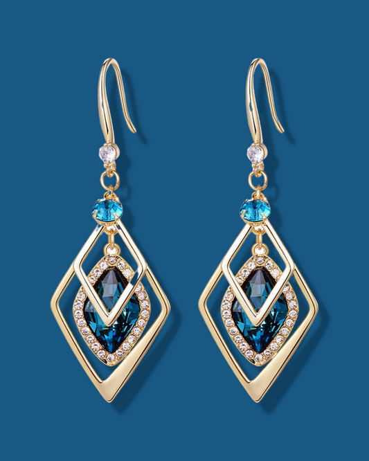 Blue Diamond Shaped Earrings