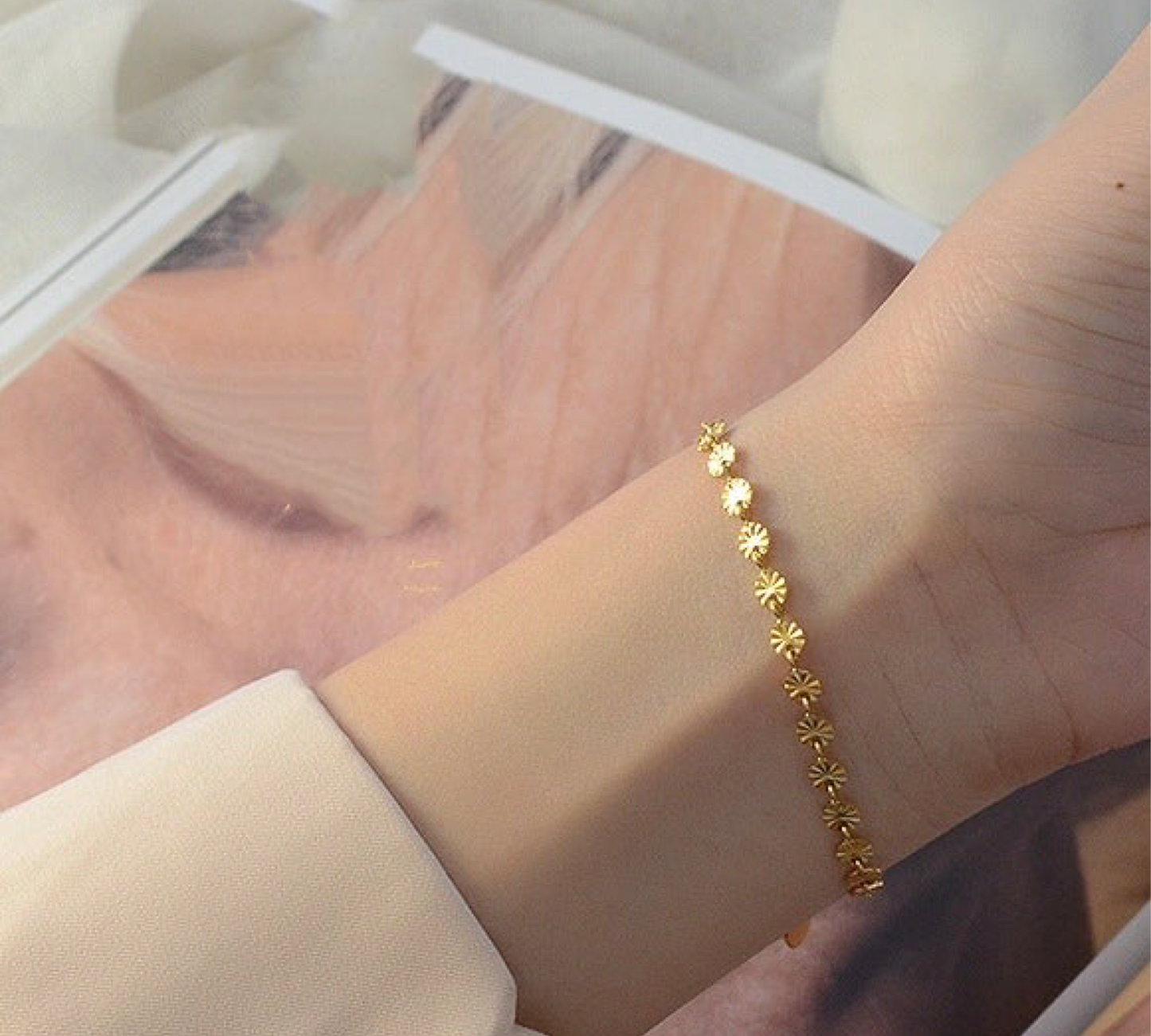 Embossed Round Station Bracelet