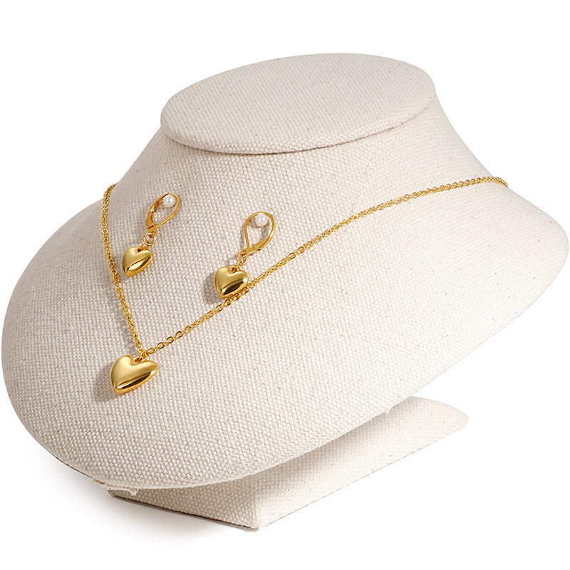 Korean Fashion Personality Heart Pendant Earring Jewelry Set