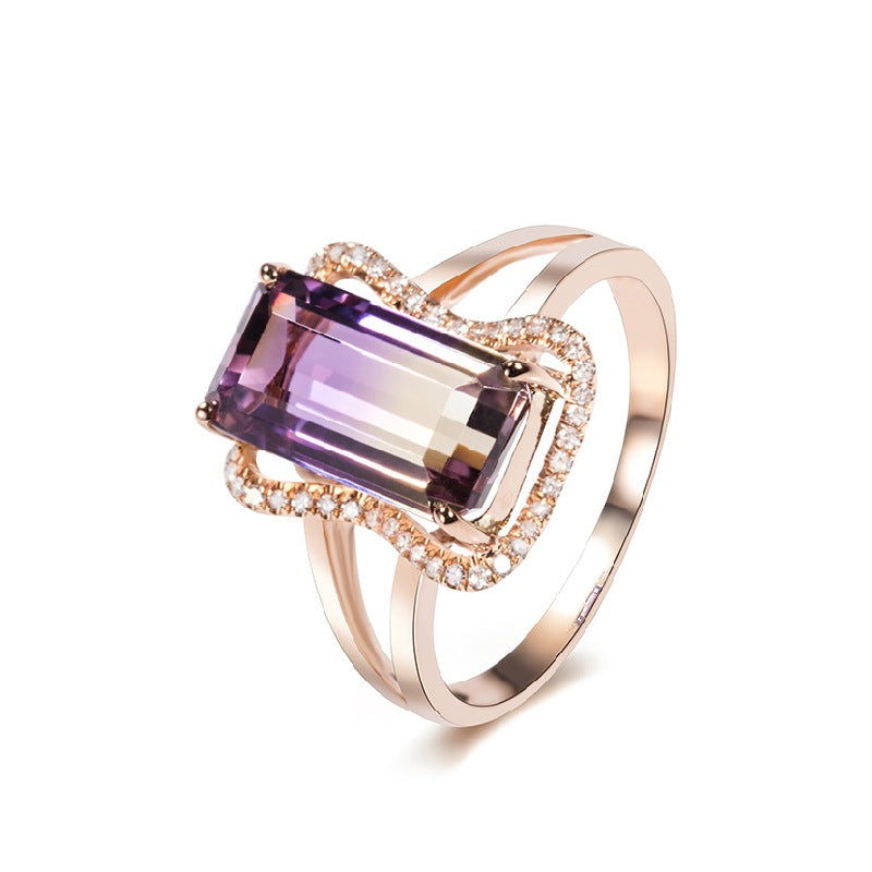 Plated 18k rose gold inlaid zircon opening ring