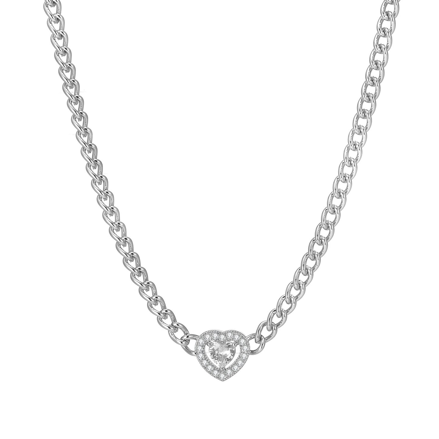 Copper Zirconium Cuban Thick Chain Necklace