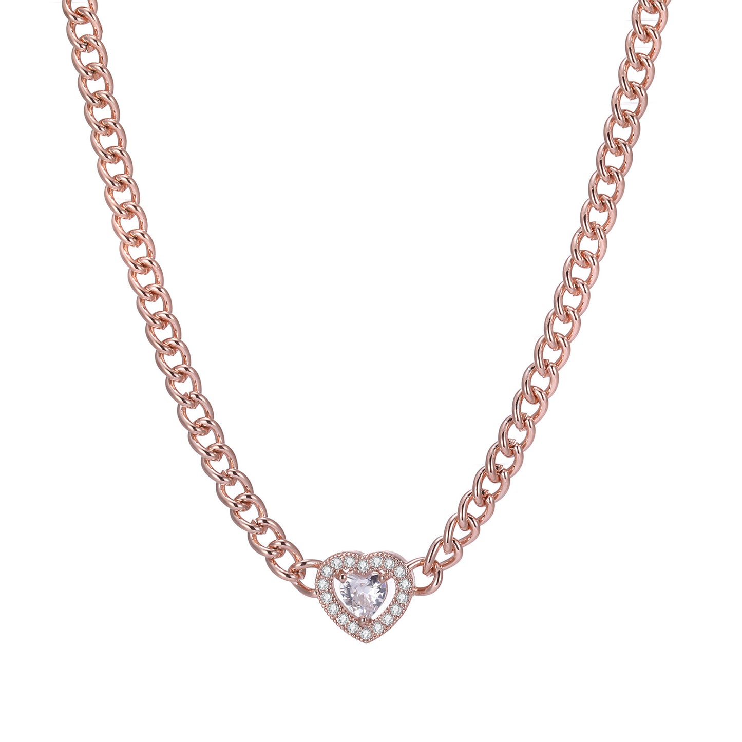 Copper Zirconium Cuban Thick Chain Necklace