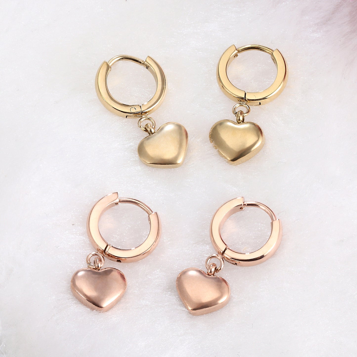 Hoop Earrings with Heart Charm