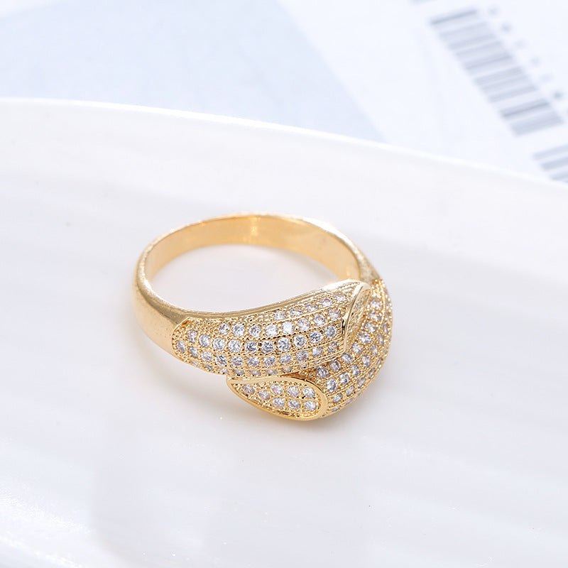 Fashion Simple Full Diamond Ring Super Zircon Bangle Ring