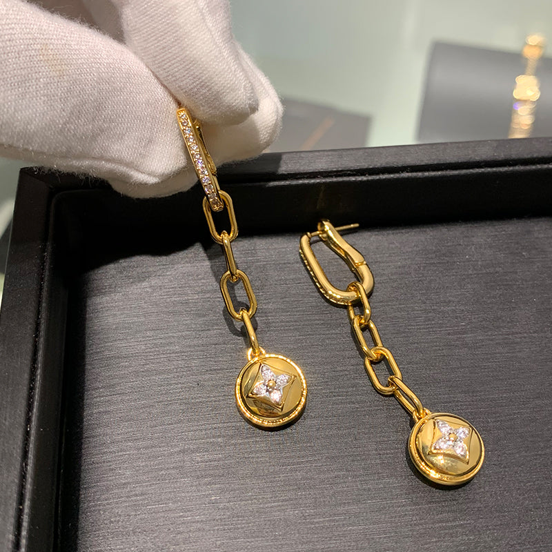 Four-leaf Clover Diamond High-quality Chain Long Earrings