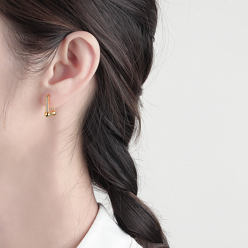 Silver Color U-Shape Women Creative Hoop Earrings Fine Jewelry