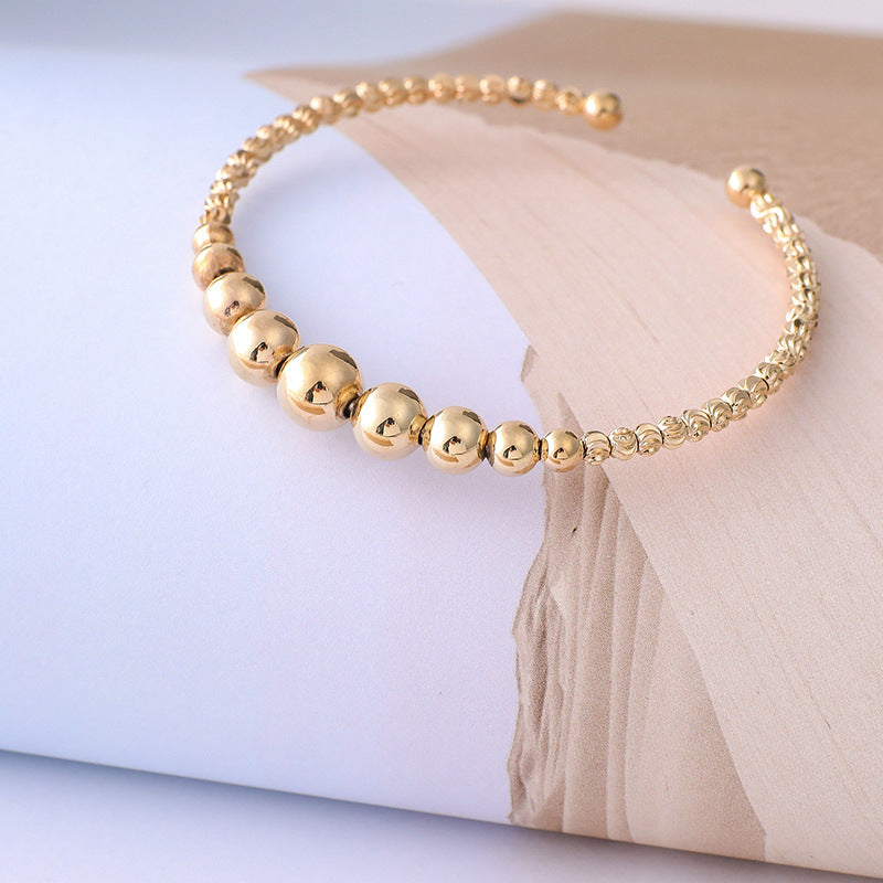 Gold-plated brass bead bracelet