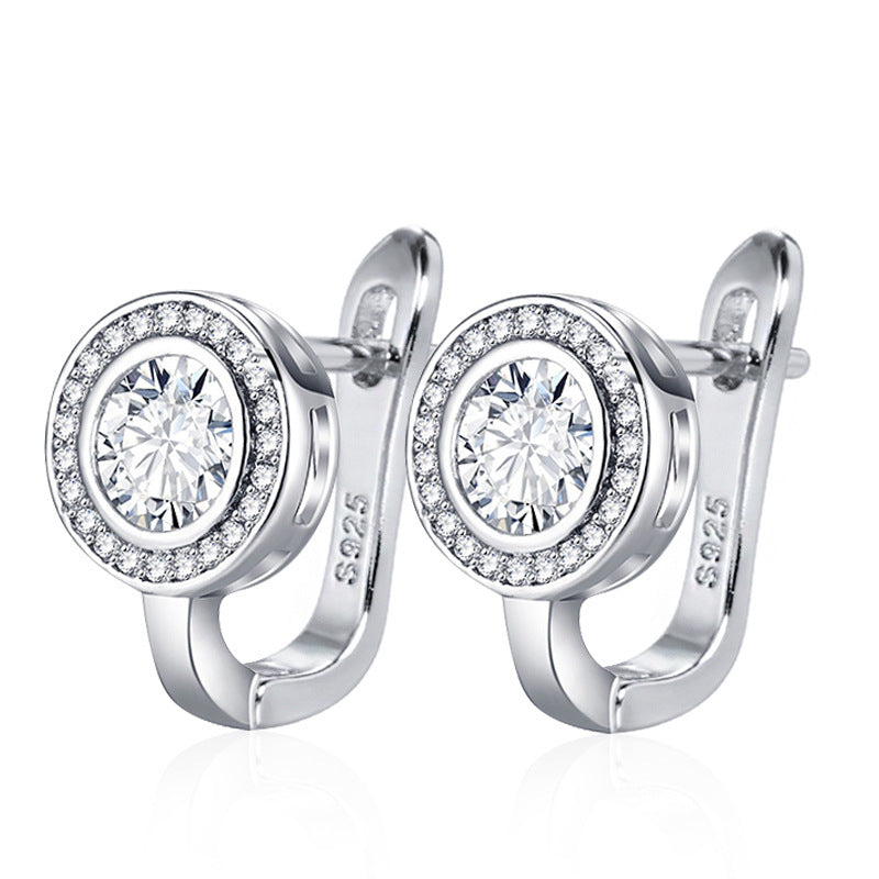 Women's Brick-inlaid Zircon Circle Small Earrings