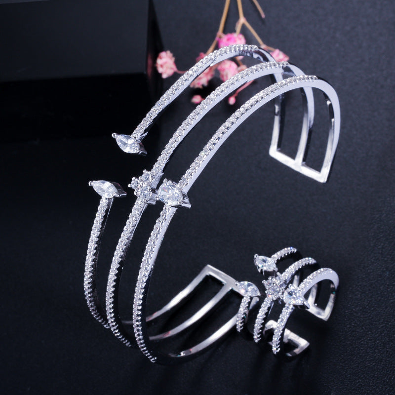 Hot Selling Three-row Micro-inlaid Zircon Bracelet