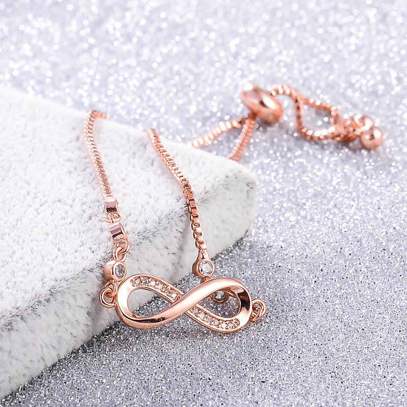 Simple Jewelry Rose Gold Plated 8-character Bracelet