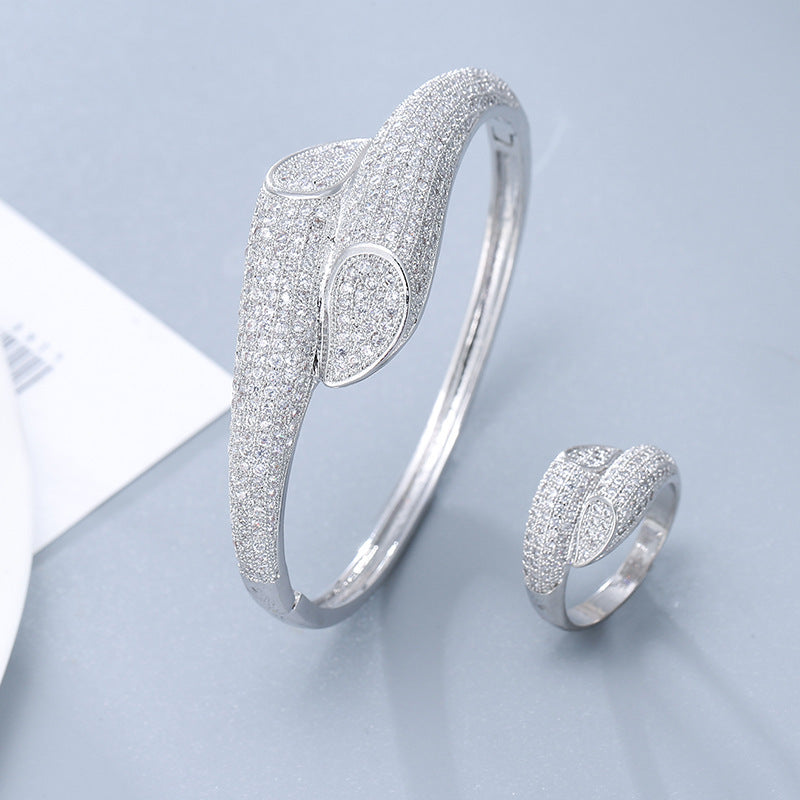 Fashion Simple Full Diamond Ring Super Zircon Bangle Ring