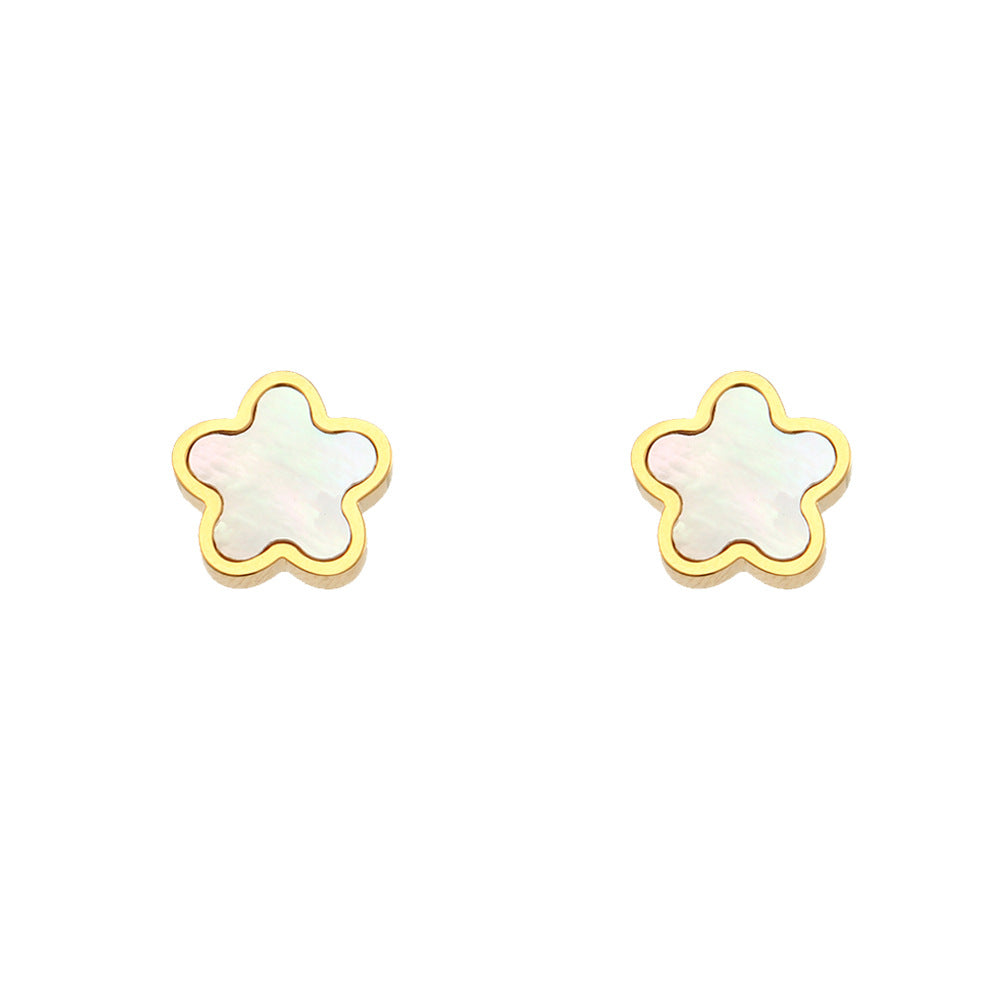 Women's Light Luxury Stud Earrings Stainless Steel Acrylic Flower Pendant Necklace
