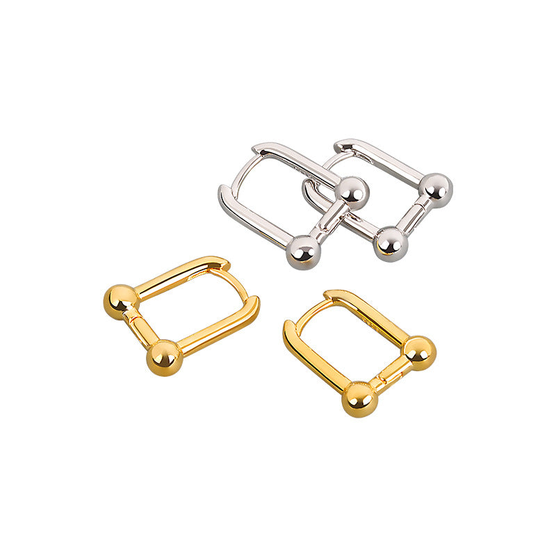 Silver Color U-Shape Women Creative Hoop Earrings Fine Jewelry
