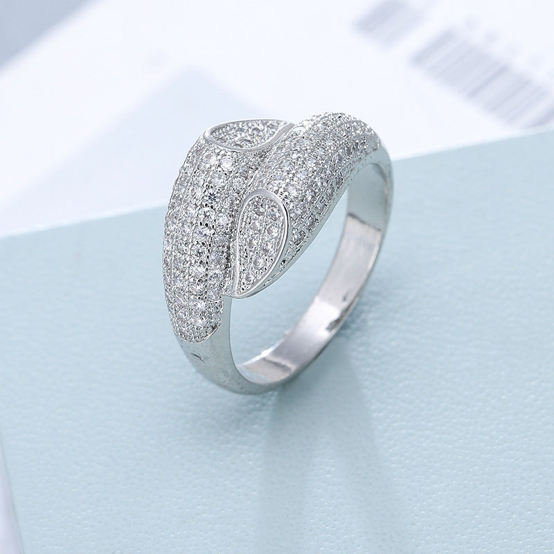 Fashion Simple Full Diamond Ring Super Zircon Bangle Ring