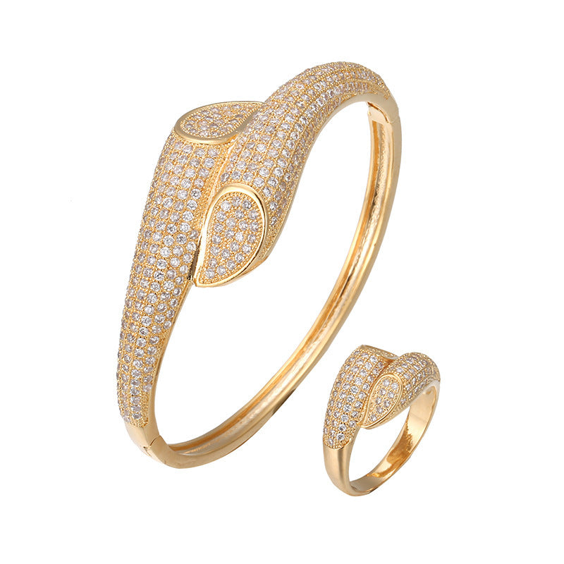 Fashion Simple Full Diamond Ring Super Zircon Bangle Ring