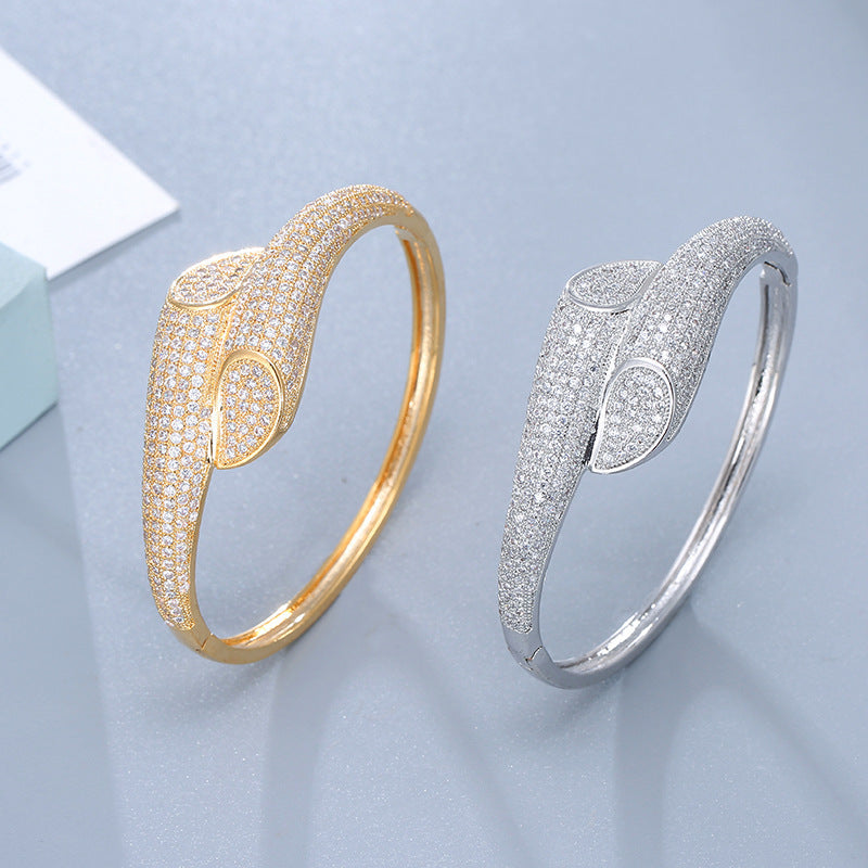Fashion Simple Full Diamond Ring Super Zircon Bangle Ring