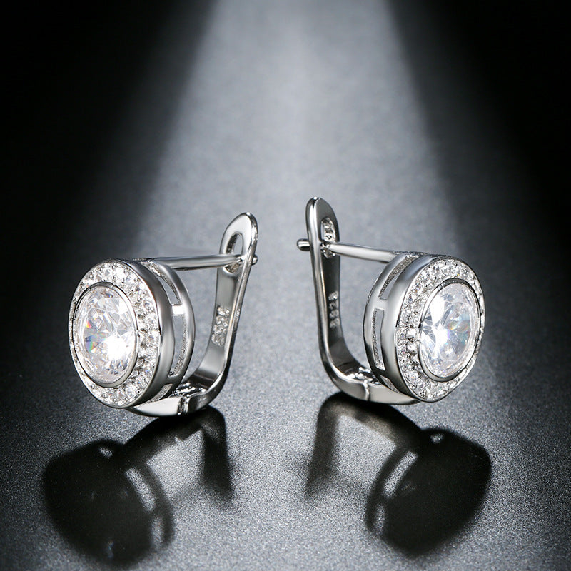 Women's Brick-inlaid Zircon Circle Small Earrings