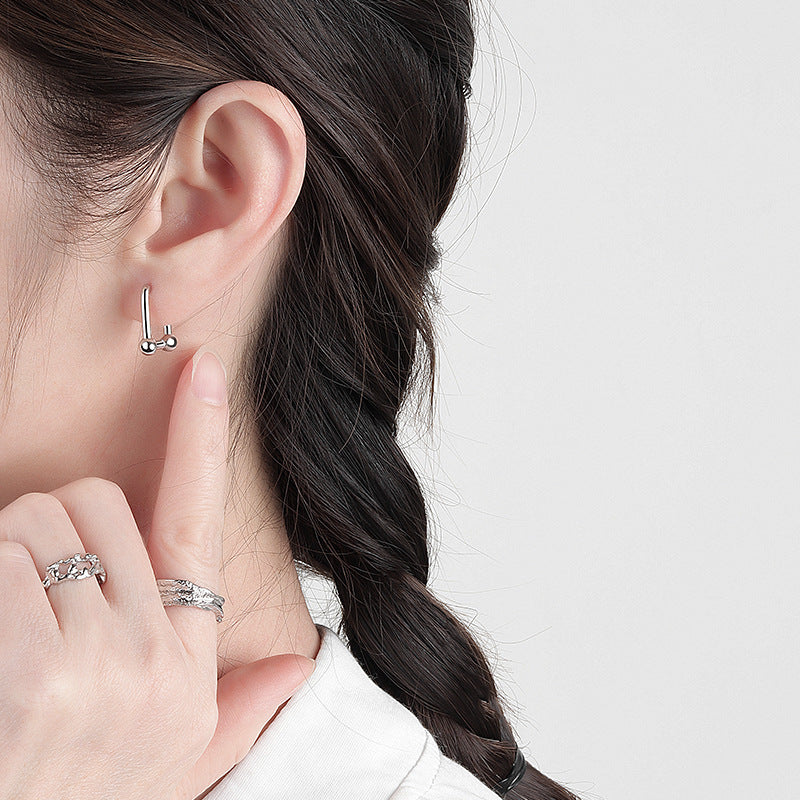 Silver Color U-Shape Women Creative Hoop Earrings Fine Jewelry