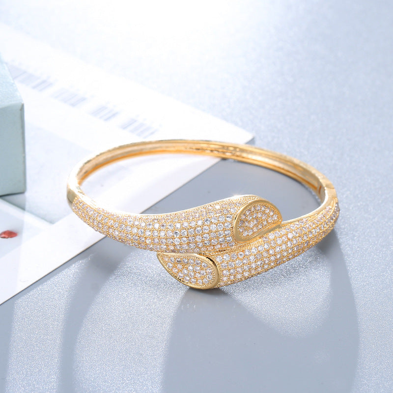 Fashion Simple Full Diamond Ring Super Zircon Bangle Ring