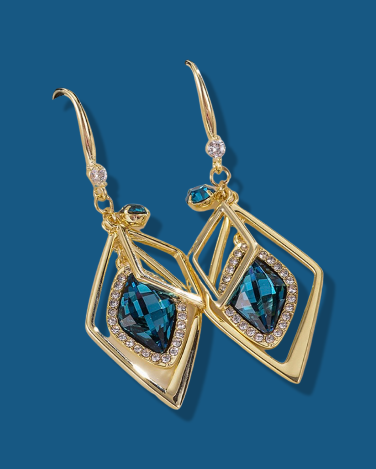 Blue Diamond Shaped Earrings