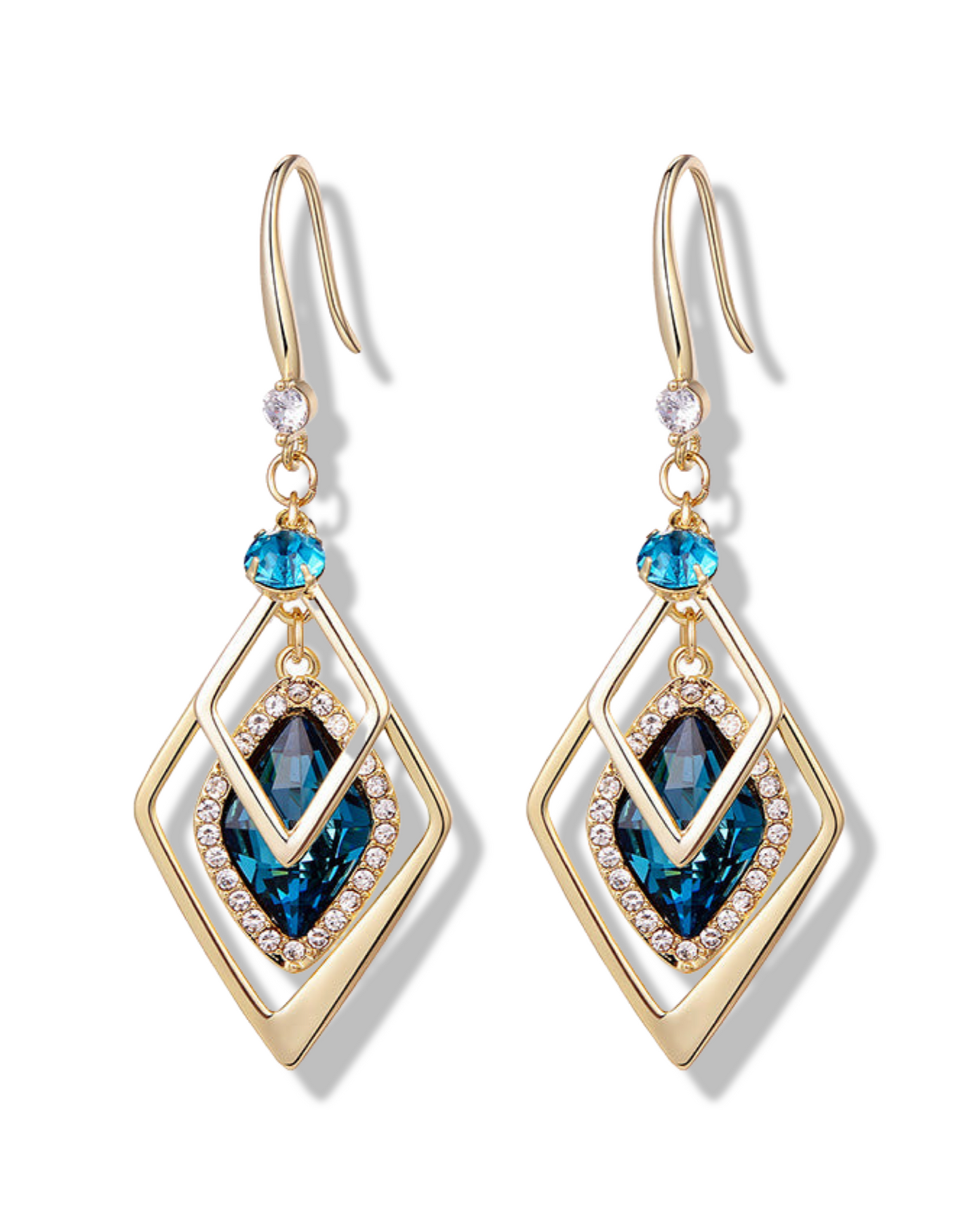 Blue Diamond Shaped Earrings