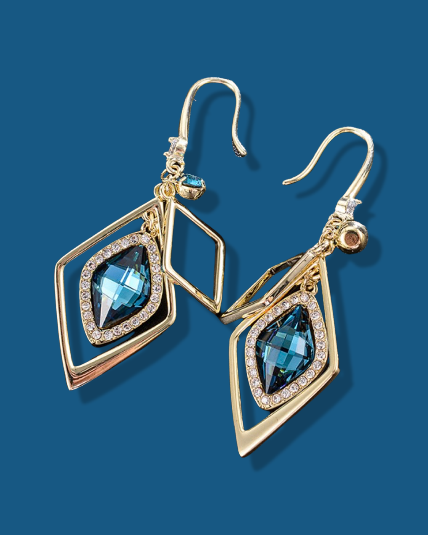 Blue Diamond Shaped Earrings