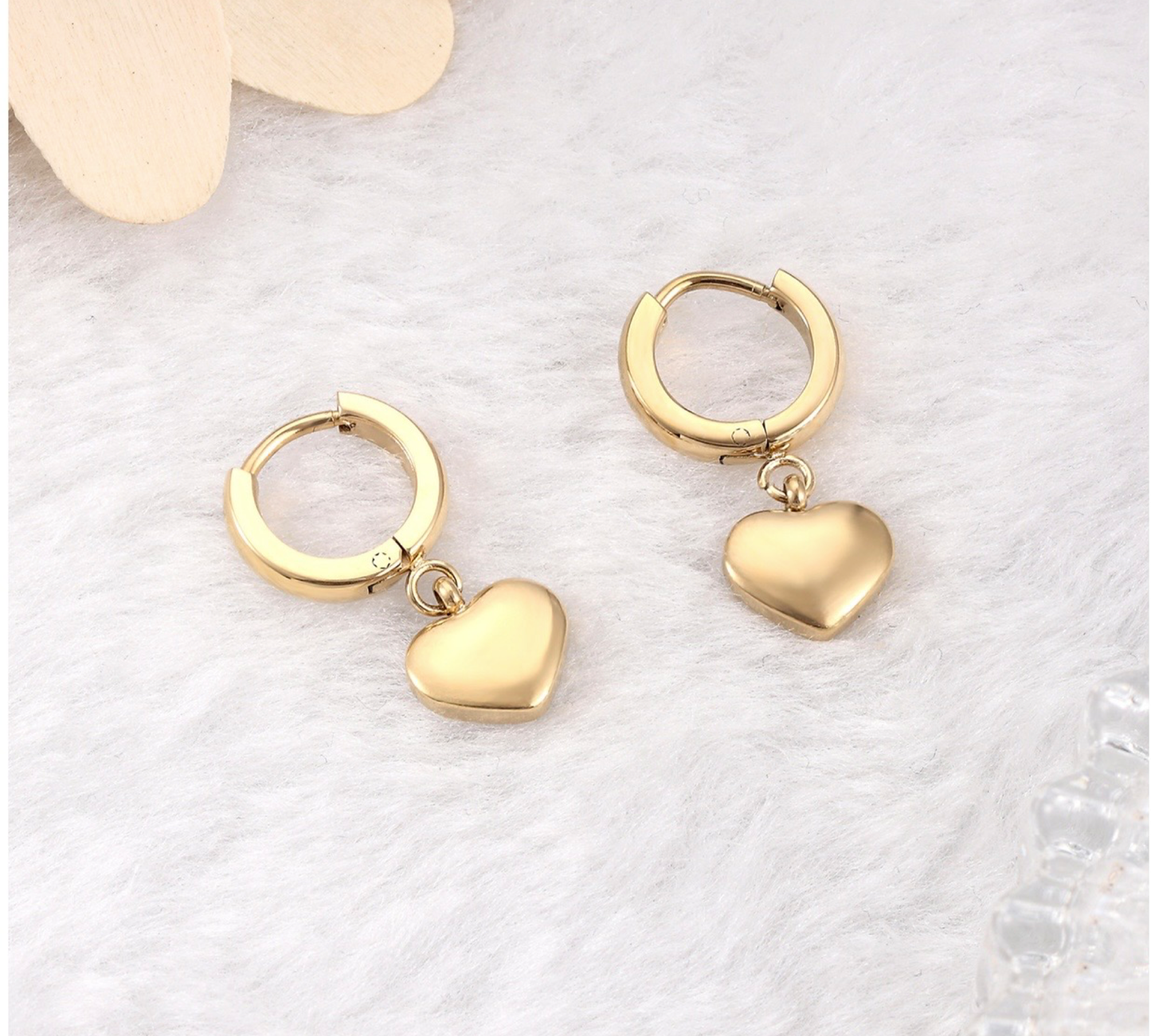 Hoop Earrings with Heart Charm